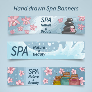 樱花水流美容养生spa水疗矢量图横幅广告标语